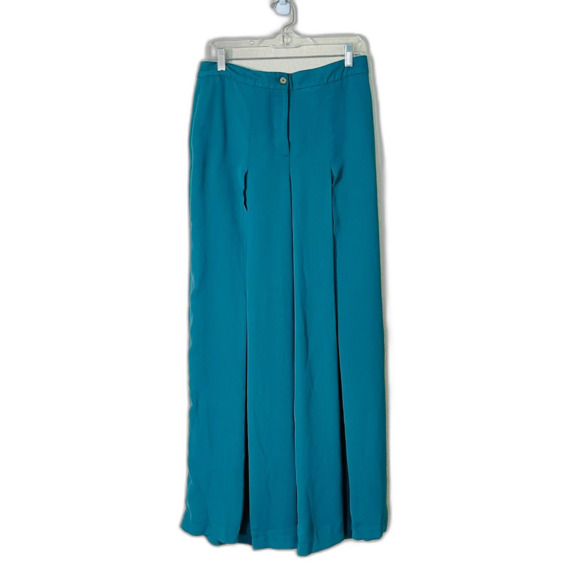 Forest Green Ultra Wide Leg Flowy Rayon Career Work Trousers Size 30 (10) EUC - Picture 5 of 8